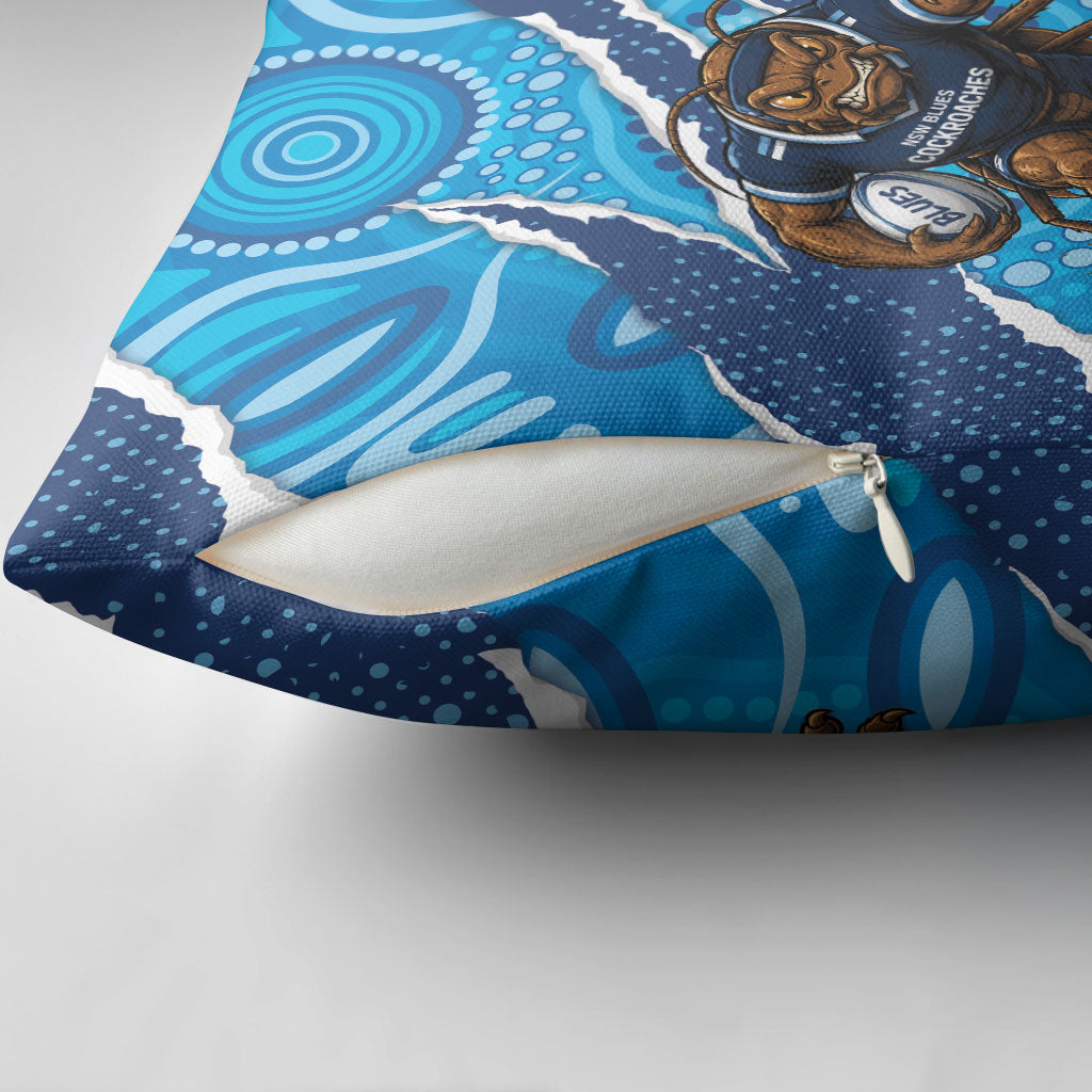 NSW Blues Rugby Custom Pillow Cover Go Cockroaches Sporty Aboriginal Art