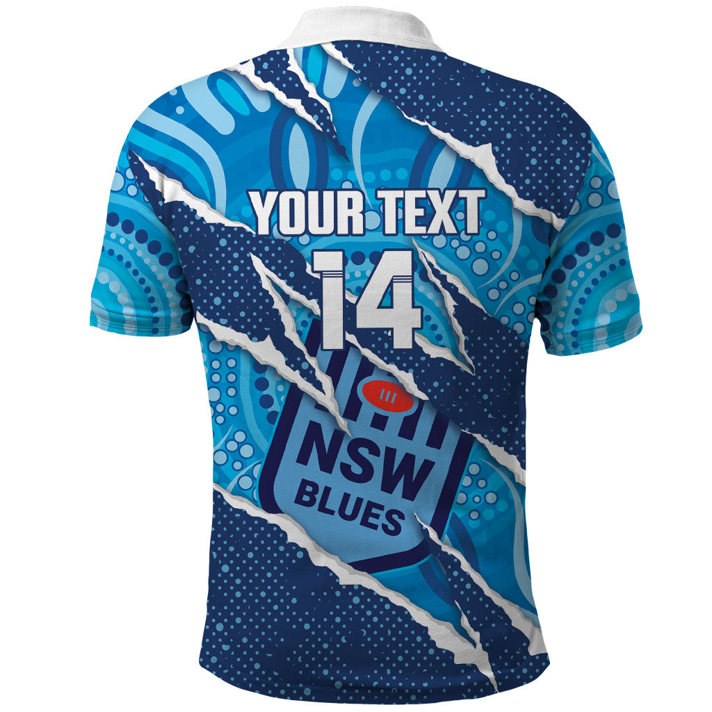 NSW Blues Rugby Custom Polo Shirt Go Cockroaches Sporty Aboriginal Art