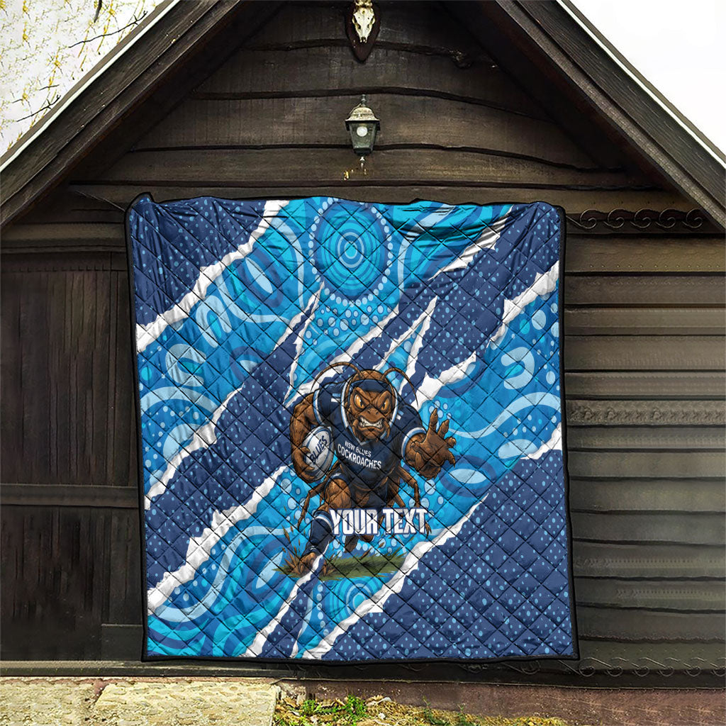 NSW Blues Rugby Custom Quilt Go Cockroaches Sporty Aboriginal Art