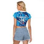 NSW Blues Rugby Custom Raglan Cropped T Shirt Go Cockroaches Sporty Aboriginal Art