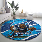 NSW Blues Rugby Custom Round Carpet Go Cockroaches Sporty Aboriginal Art