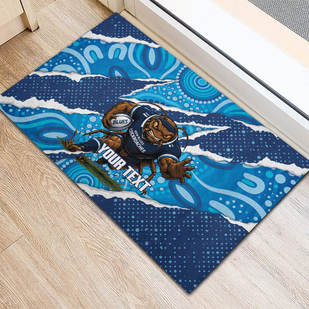 NSW Blues Rugby Custom Rubber Doormat Go Cockroaches Sporty Aboriginal Art