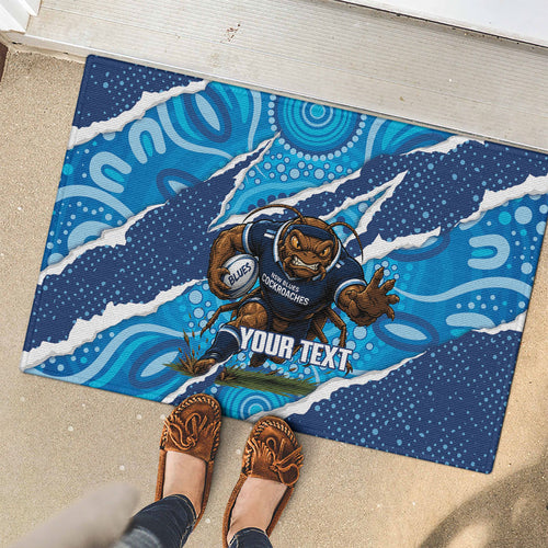 NSW Blues Rugby Custom Rubber Doormat Go Cockroaches Sporty Aboriginal Art