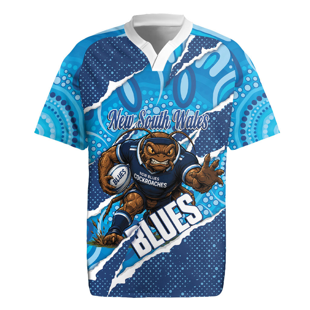 NSW Blues Rugby Custom Rugby Jersey Go Cockroaches Sporty Aboriginal Art