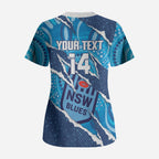 NSW Blues Rugby Custom Scrub Top Go Cockroaches Sporty Aboriginal Art