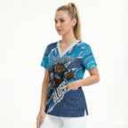 NSW Blues Rugby Custom Scrub Top Go Cockroaches Sporty Aboriginal Art
