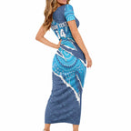 NSW Blues Rugby Custom Short Sleeve Bodycon Dress Go Cockroaches Sporty Aboriginal Art LT14