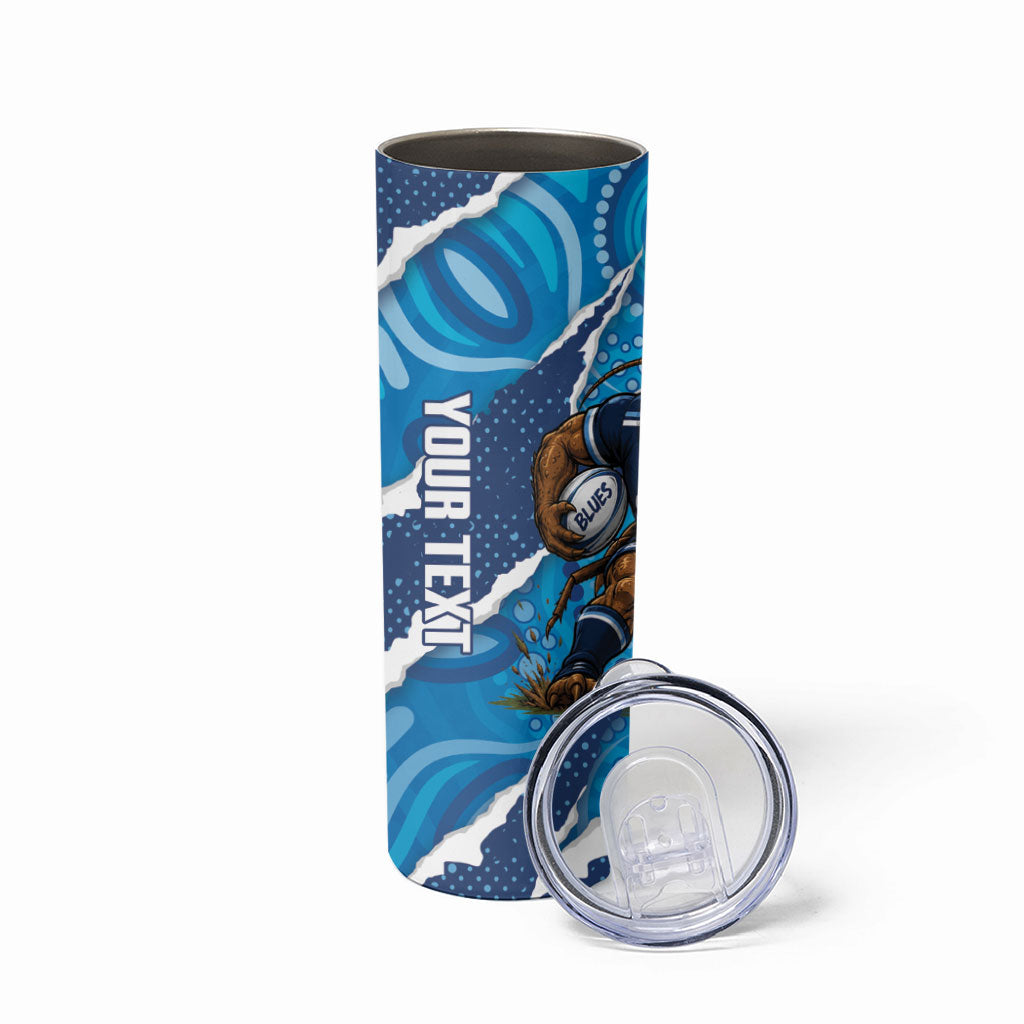 NSW Blues Rugby Custom Skinny Tumbler Go Cockroaches Sporty Aboriginal Art