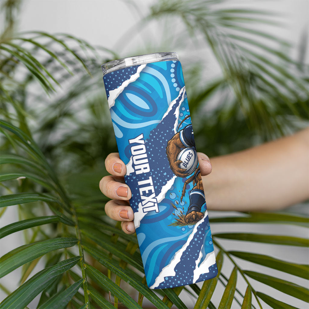 NSW Blues Rugby Custom Skinny Tumbler Go Cockroaches Sporty Aboriginal Art