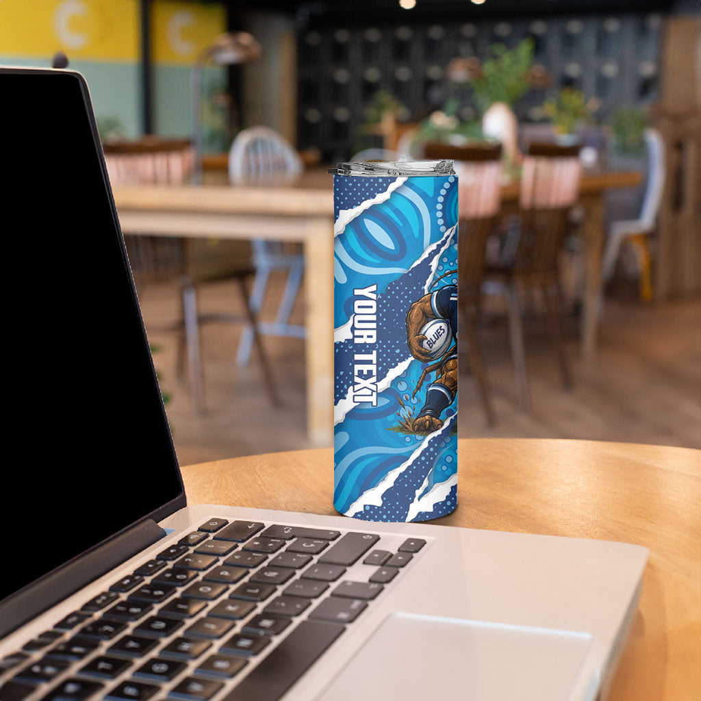 NSW Blues Rugby Custom Skinny Tumbler Go Cockroaches Sporty Aboriginal Art