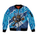 NSW Blues Rugby Custom Sleeve Zip Bomber Jacket Go Cockroaches Sporty Aboriginal Art