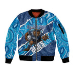 NSW Blues Rugby Custom Sleeve Zip Bomber Jacket Go Cockroaches Sporty Aboriginal Art