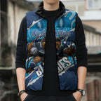 NSW Blues Rugby Custom Sleeveless Puffer Jacket Go Cockroaches Sporty Aboriginal Art