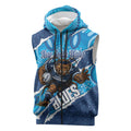 NSW Blues Rugby Custom Sleeveless Zip Hoodie Go Cockroaches Sporty Aboriginal Art