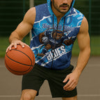 NSW Blues Rugby Custom Sleeveless Zip Hoodie Go Cockroaches Sporty Aboriginal Art
