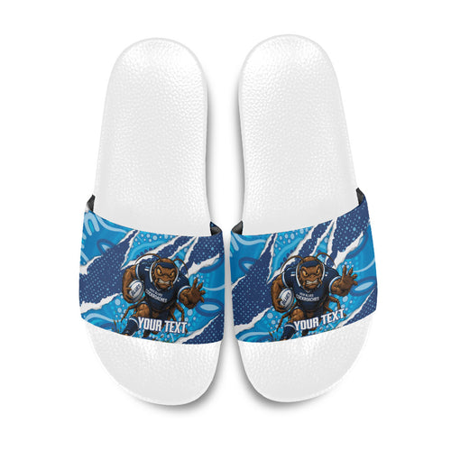 NSW Blues Rugby Custom Slide Sandals Go Cockroaches Sporty Aboriginal Art
