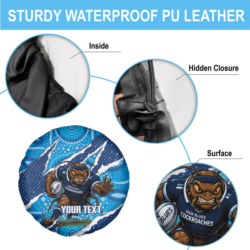 NSW Blues Rugby Custom Spare Tire Cover Go Cockroaches Sporty Aboriginal Art