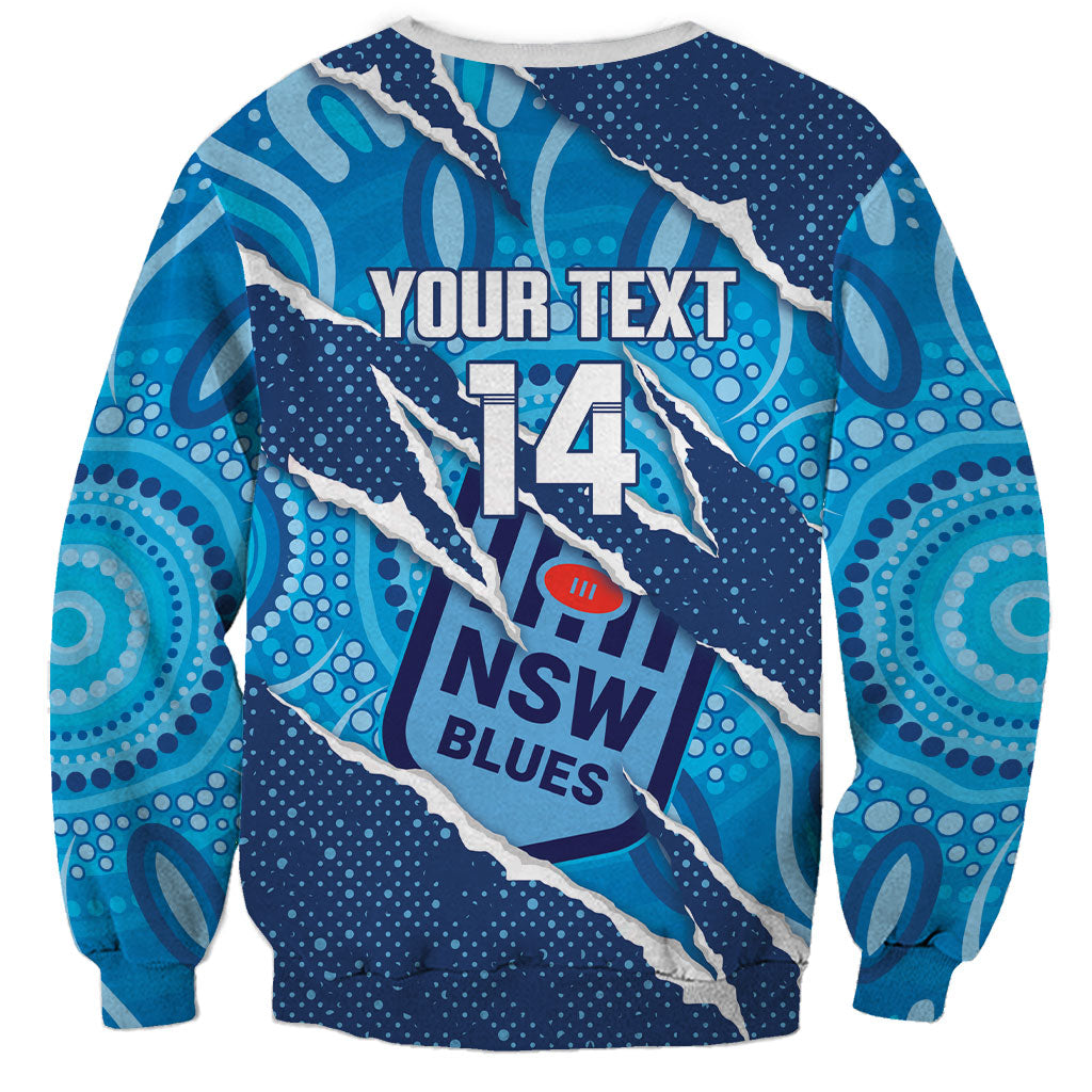 NSW Blues Rugby Custom Sweatshirt Go Cockroaches Sporty Aboriginal Art