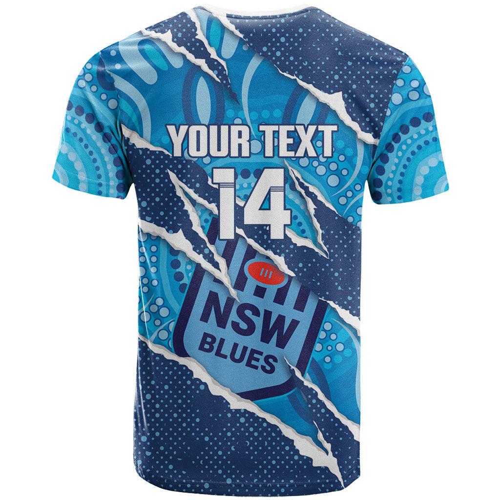 NSW Blues Rugby Custom T Shirt Go Cockroaches Sporty Aboriginal Art