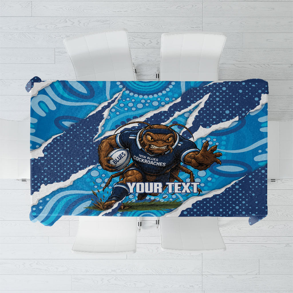 NSW Blues Rugby Custom Tablecloth Go Cockroaches Sporty Aboriginal Art