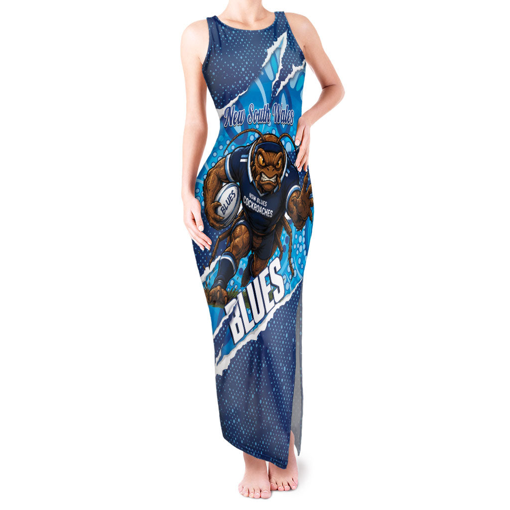 NSW Blues Rugby Custom Tank Maxi Dress Go Cockroaches Sporty Aboriginal Art