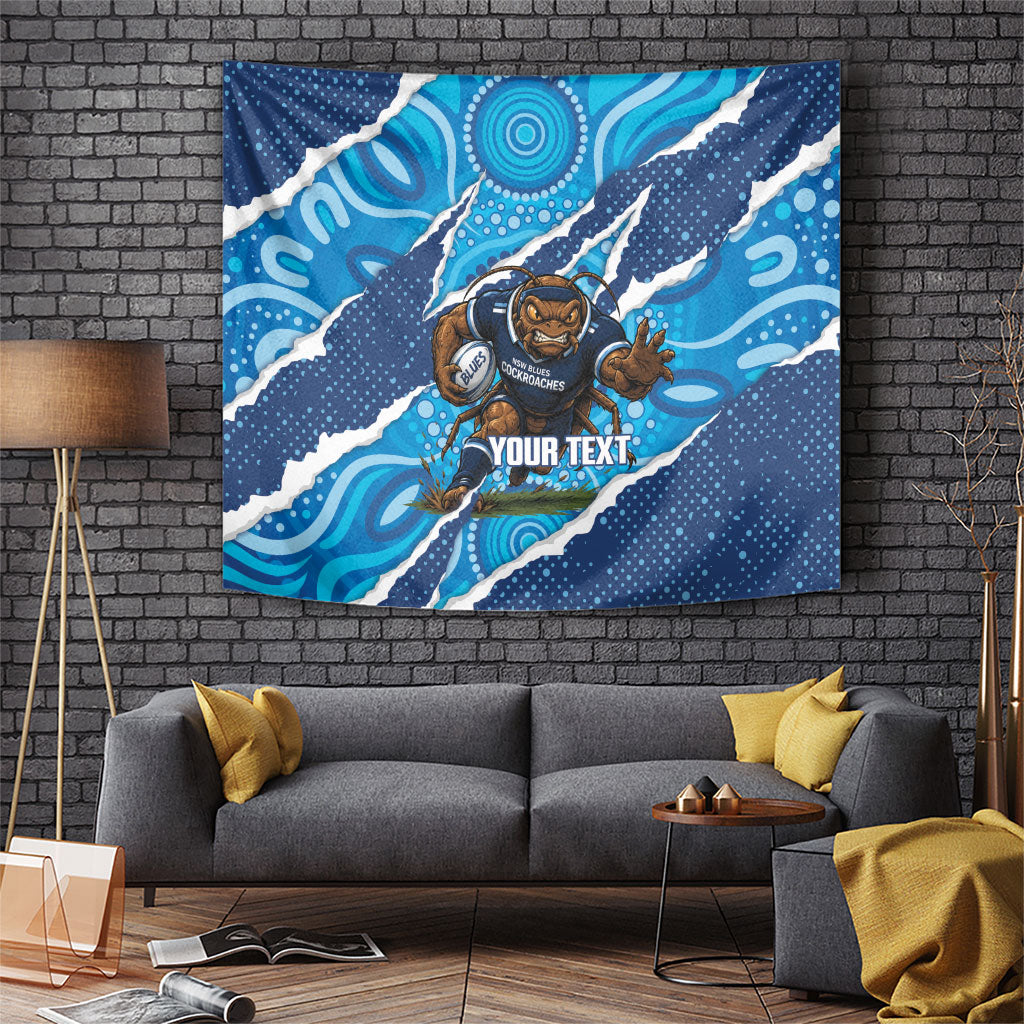 NSW Blues Rugby Custom Tapestry Go Cockroaches Sporty Aboriginal Art