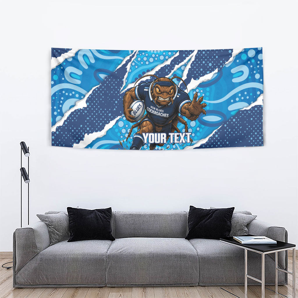 NSW Blues Rugby Custom Tapestry Go Cockroaches Sporty Aboriginal Art
