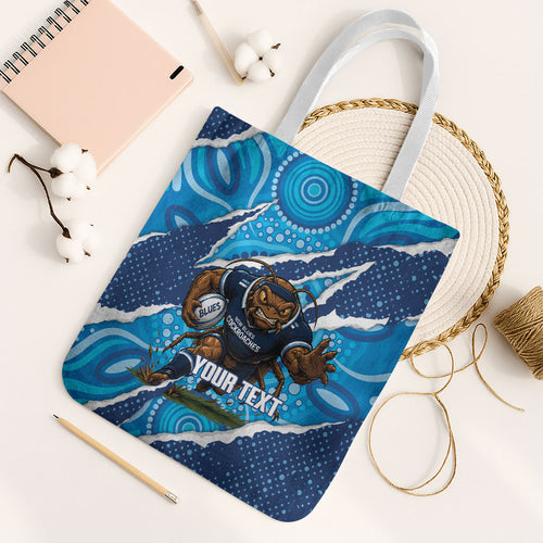 NSW Blues Rugby Custom Tote Bag Go Cockroaches Sporty Aboriginal Art