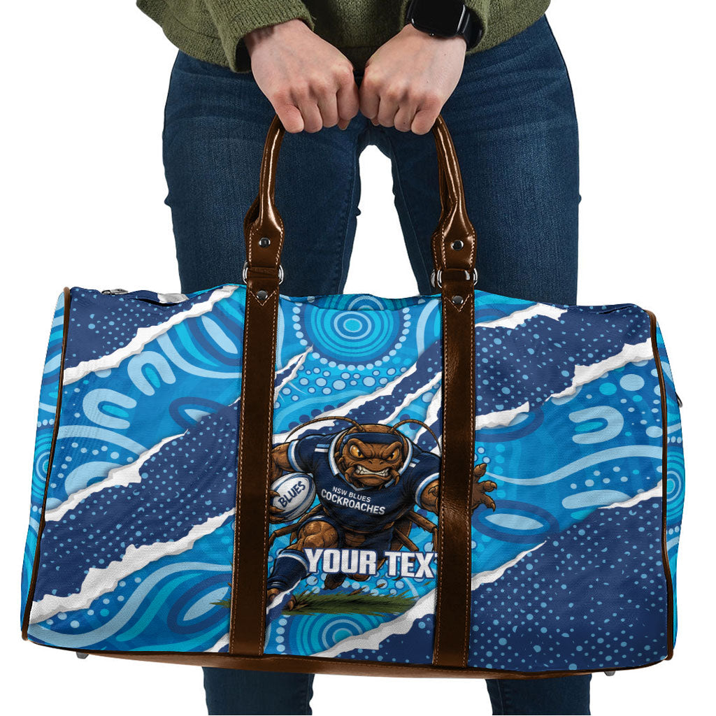 NSW Blues Rugby Custom Travel Bag Go Cockroaches Sporty Aboriginal Art