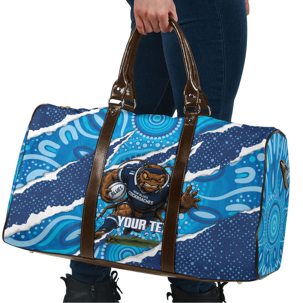 NSW Blues Rugby Custom Travel Bag Go Cockroaches Sporty Aboriginal Art