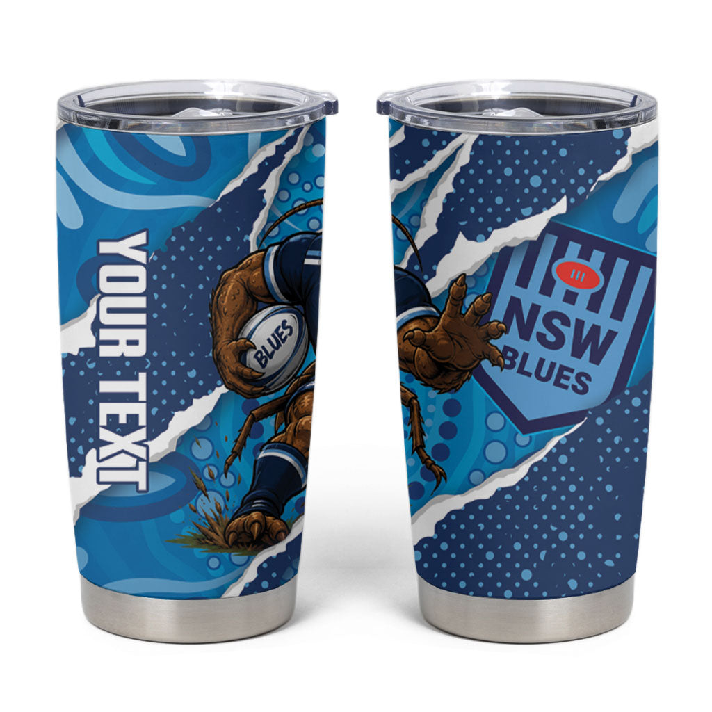 NSW Blues Rugby Custom Tumbler Cup Go Cockroaches Sporty Aboriginal Art