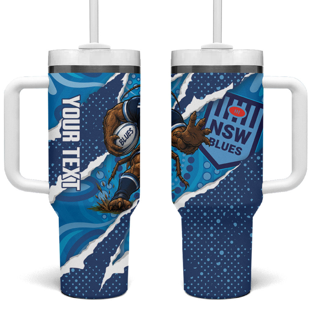 NSW Blues Rugby Custom Tumbler With Handle Go Cockroaches Sporty Aboriginal Art
