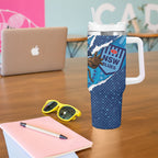 NSW Blues Rugby Custom Tumbler With Handle Go Cockroaches Sporty Aboriginal Art