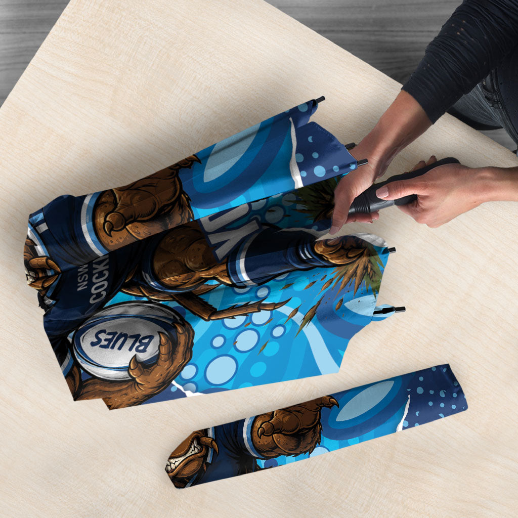 NSW Blues Rugby Custom Umbrella Go Cockroaches Sporty Aboriginal Art