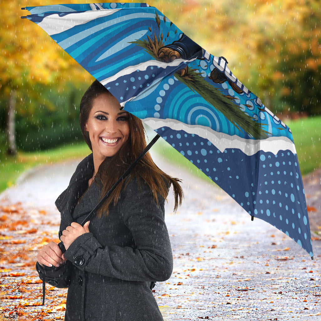 NSW Blues Rugby Custom Umbrella Go Cockroaches Sporty Aboriginal Art