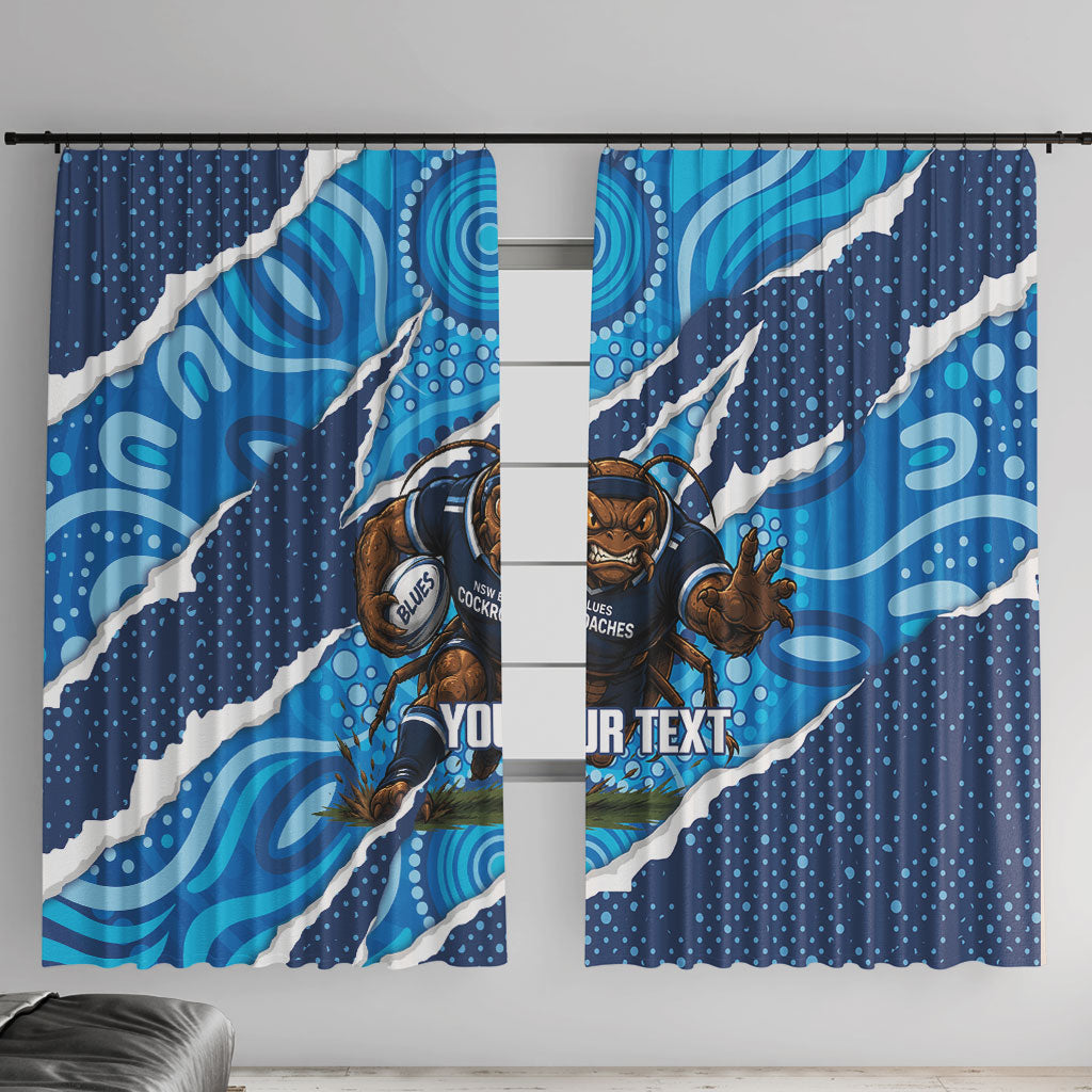 NSW Blues Rugby Custom Window Curtain Go Cockroaches Sporty Aboriginal Art