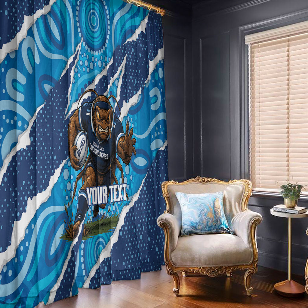 NSW Blues Rugby Custom Window Curtain Go Cockroaches Sporty Aboriginal Art