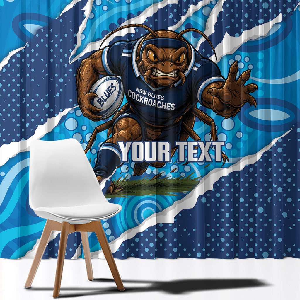 NSW Blues Rugby Custom Window Curtain Go Cockroaches Sporty Aboriginal Art