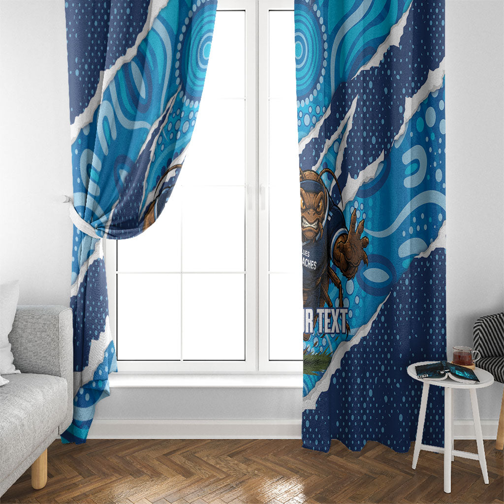 NSW Blues Rugby Custom Window Curtain Go Cockroaches Sporty Aboriginal Art