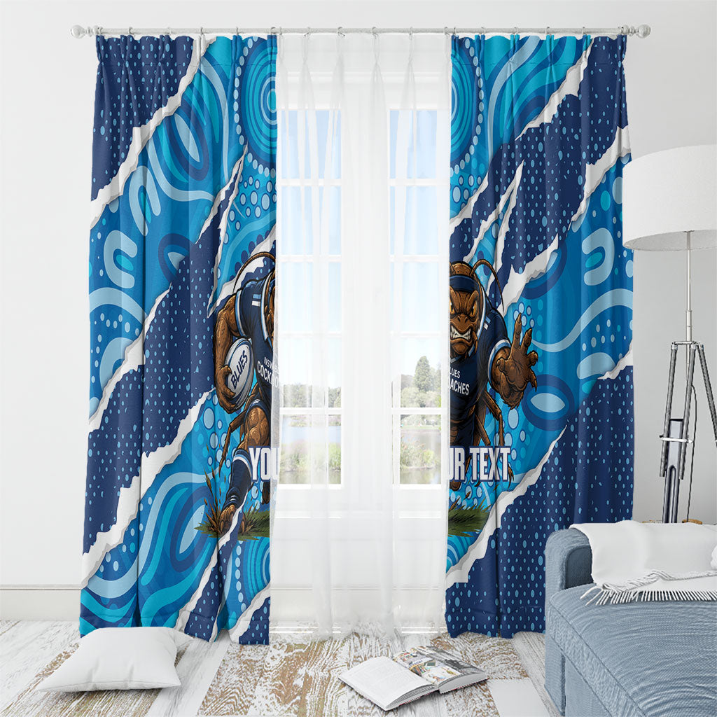 NSW Blues Rugby Custom Window Curtain Go Cockroaches Sporty Aboriginal Art