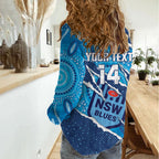 NSW Blues Rugby Custom Women Casual Shirt Go Cockroaches Sporty Aboriginal Art