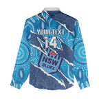 NSW Blues Rugby Custom Women Casual Shirt Go Cockroaches Sporty Aboriginal Art
