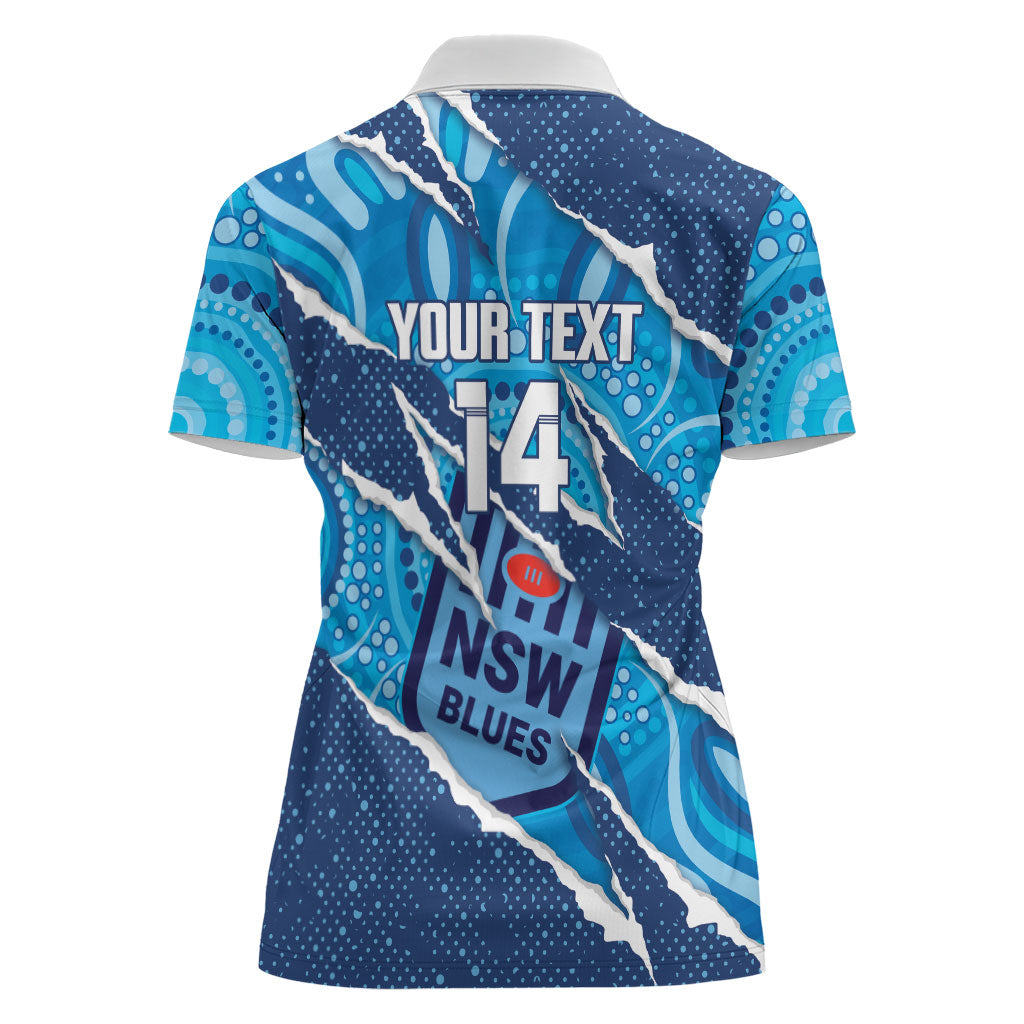 NSW Blues Rugby Custom Women Polo Shirt Go Cockroaches Sporty Aboriginal Art