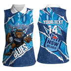 NSW Blues Rugby Custom Women Sleeveless Polo Shirt Go Cockroaches Sporty Aboriginal Art