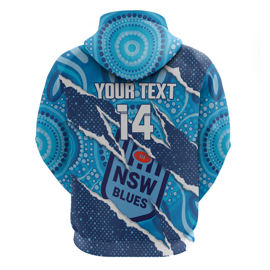 NSW Blues Rugby Custom Zip Hoodie Go Cockroaches Sporty Aboriginal Art