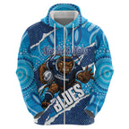 NSW Blues Rugby Custom Zip Hoodie Go Cockroaches Sporty Aboriginal Art