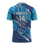 NSW Blues Rugby Custom Zipper Polo Shirt Go Cockroaches Sporty Aboriginal Art
