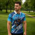 NSW Blues Rugby Custom Zipper Polo Shirt Go Cockroaches Sporty Aboriginal Art
