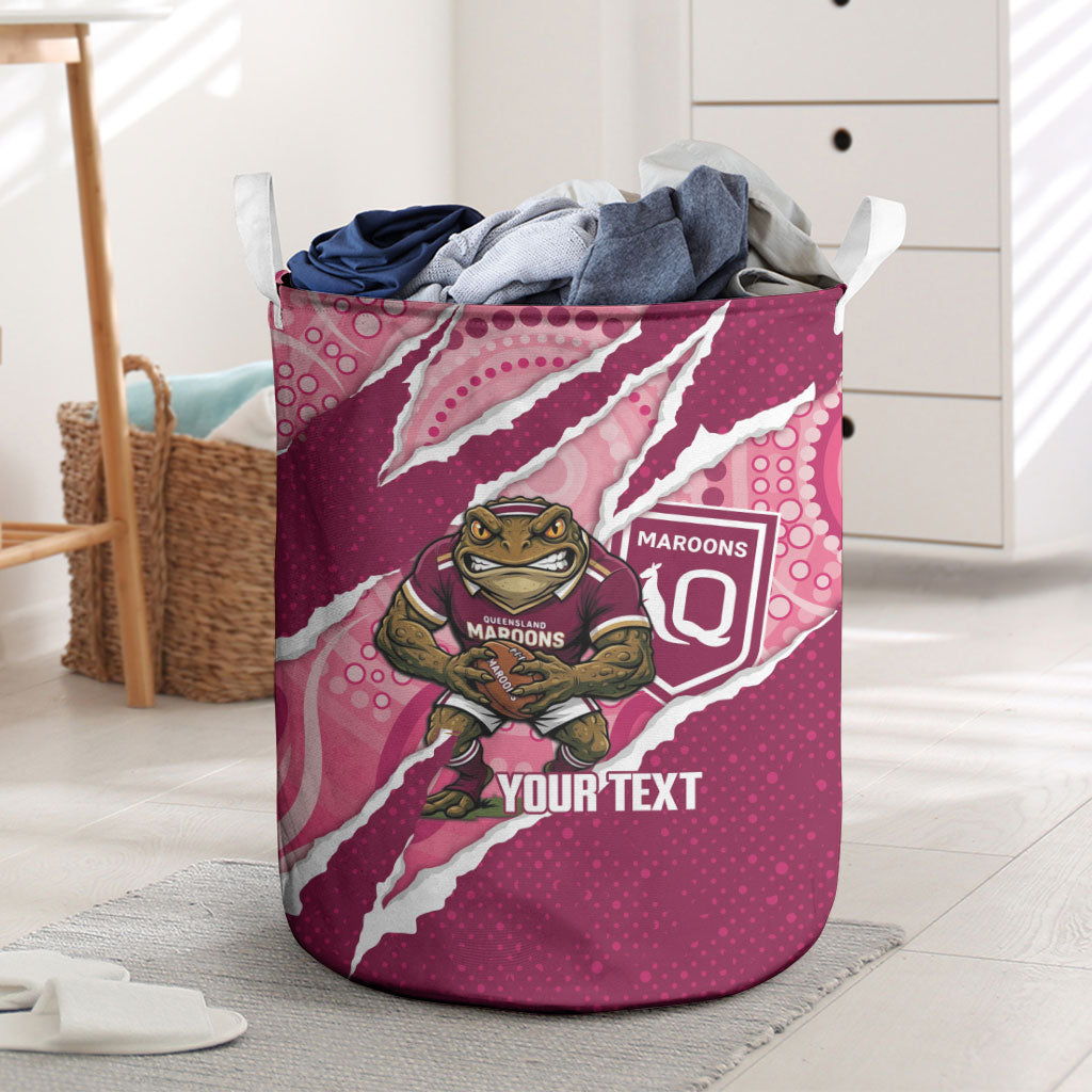 QLD Maroons Rugby Custom Laundry Basket Go Cane Toads Sporty Aboriginal Art