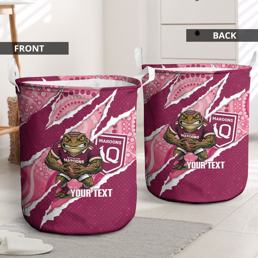 QLD Maroons Rugby Custom Laundry Basket Go Cane Toads Sporty Aboriginal Art